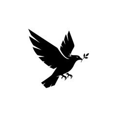 Obraz premium Elegant Black Silhouette Dove Logo Symbol of Peace and Serenity