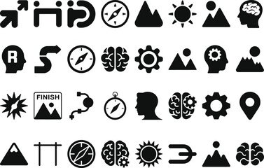 Visionary Icons Abstract Navigation Goals Strategy  Success Symbols