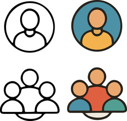 Modern user profile and group avatar icons for web, app, and UI design.