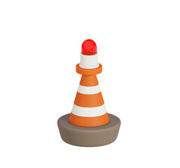 Traffic Cones , Safety Equipment, Orange and White Cones isolated, Symbolizing Road Safety and Construction, Traffic warning sign, Traffic sign, road sign symbol, divider icon 3D render