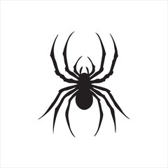 Black silhouette of a spider isolated on white background