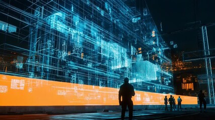 Engineers using virtual reality technology creating futuristic buildings - Powered by Adobe