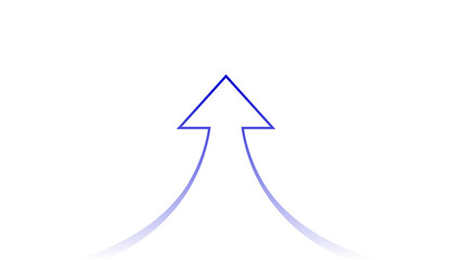 Blue curve outline arrow icon on transparent background. modern showing arrow design, logo, arrow success symbol. curved arrow illustration design.