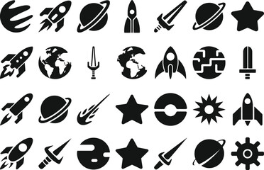 Space Icons Rockets Planets Stars  More