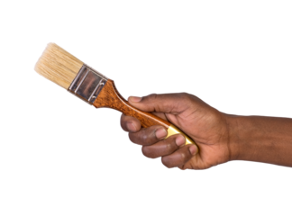Man holding a paint brush isolated on transparent or white background