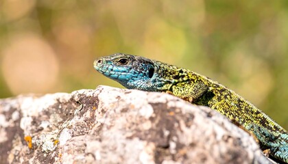 Obraz premium Vibrant lizard basking on rock