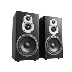 Fototapeta premium Two studio monitors stand proudly, ready to fill the space with rich, immersive audio