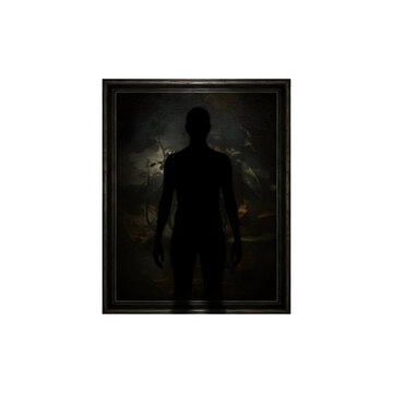 Shadowy Silhouette of Scary Man in Darkness Haunted orror Poster