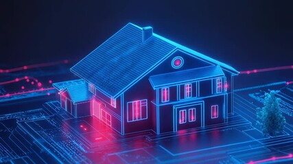 Futuristic smart home emerging from circuit board - Powered by Adobe