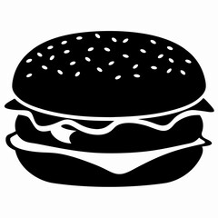 Burger Bliss Vector Silhouette Minimalist Black Burger Graphic