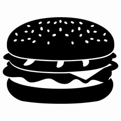 Burger Bliss Vector Silhouette Minimalist Black Burger Graphic