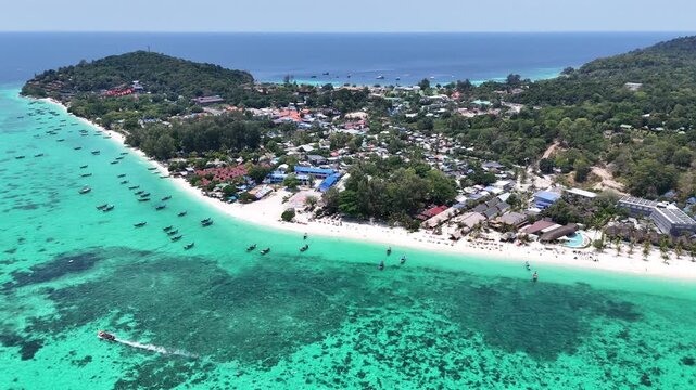 Koh Lipe Island in Thailand, drone flight over the island, March 2025