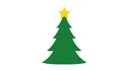 Stylized Green Christmas Tree with Yellow Star Icon.