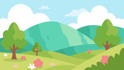 Obraz premium Gentle Spring Foothills Vector Illustration