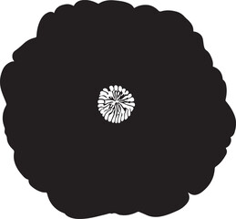 Camellia flower Icon in silhouette top view white background.