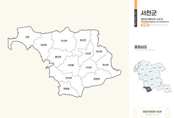 충청남도 서천군 행정동 윤곽선 지도