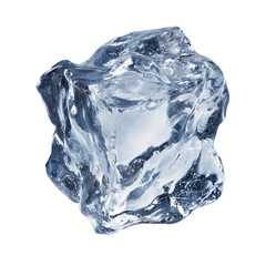 Obraz premium Crystal Clear Ice Cube on White Background for Cool Beverage Presentation