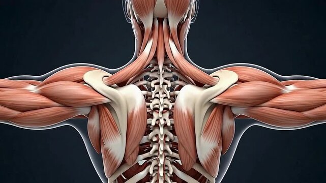 Healthcare Educational Animation of Human Spine and Muscular System in High-Resolution 4K