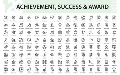 Business and Success Professional Line Icon Set, Modern Minimal Outline Vector Icons for Motivation, Awards, and Financial Achievement Growth