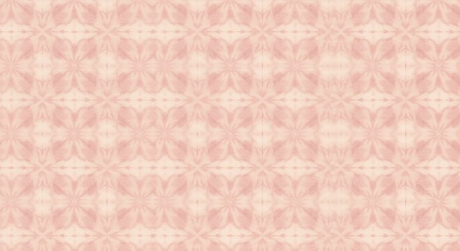 Fototapeta Tie dye seamless repeating pattern of soft pink floral motifs on a light cream background for printable