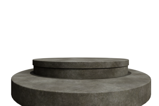 Two-tiered, circular, gray concrete platform
