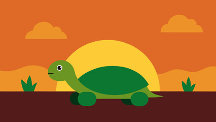 Obraz premium Turtle Sunbathing Reptile Nature Vector Illustration Artwork