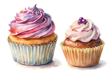 Whimsical Sweet Treat — Watercolor Cupcake PNG