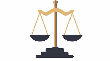 Icona di una bilancia color oro con due piatti neri su sfondo bianco trasparente, simboleggiando equilibrio e giustizia.