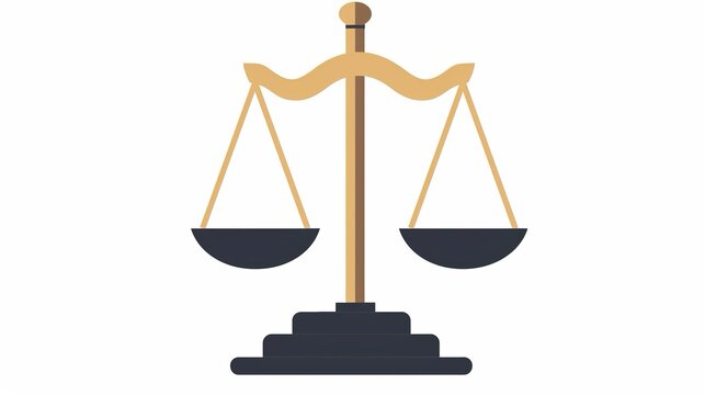 Icona di una bilancia color oro con due piatti neri su sfondo bianco trasparente, simboleggiando equilibrio e giustizia.