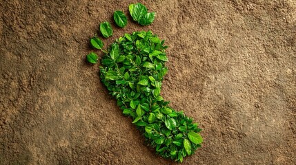 Impronta realizzata con vegetazione sul terreno. Immagine per campagne ecologiste, iniziative ambientali o per sensibilizzare l'importanza di ridurre l’impatto ambientale individuale e collettivo