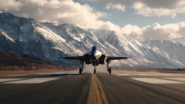 F-35 Lightning II Takeoff: Majestic Mountain Aerial Flight Sequence