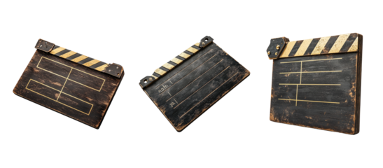 Vintage Film Clapperboard Trio for Cinematic Backgrounds and Designs