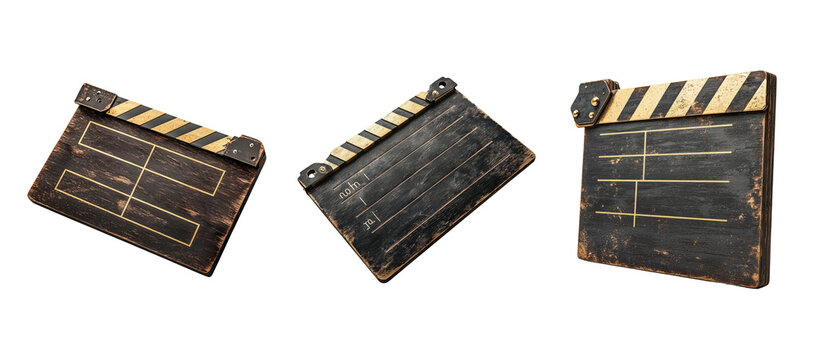 Vintage Film Clapperboard Trio for Cinematic Backgrounds and Designs
