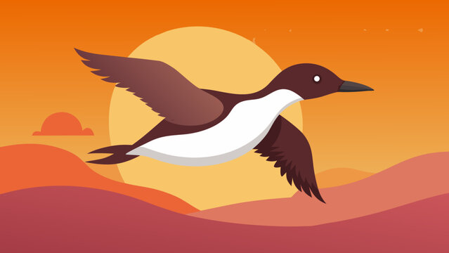 Guillimot Diving Coastal Bird Nature Vector Illustration Artwork