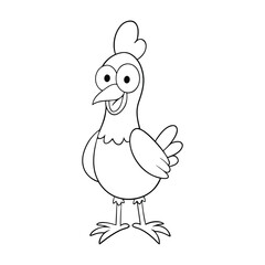 A hilarious cartoon chicken stands out with big eyes and silly expressions, perfect for kids to color and enjoy a fun, playful farmyard adventure.
