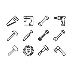 Hand drawn icons of construction and repair tools for diy and renovation projects vector