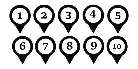Colorful Number Bullet points, infographics markers. Triangle number bullet point icon arrow set. Number Flags 1 to 10 Flat design isolated vector. Vector illustration 