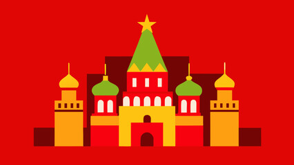 Fototapeta premium Iconic Moscow Red Square Vector Illustration Historic Russian Landmark
