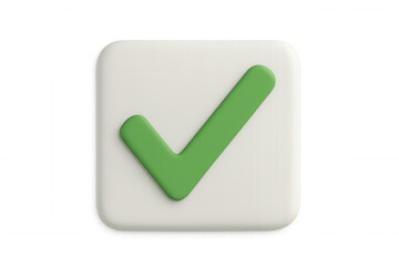 Green checkmark glowing on white rounded square, signaling successful validation against transparent backdrop