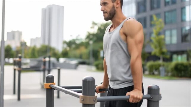 Man doing push ups outdoor