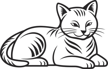 Obraz premium Stylized black and white cat lying down feline animal