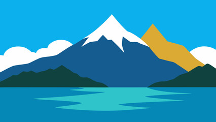 Stunning New Zealand Fiordland Vector Illustration Southern Alps Landscape