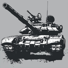 illustration, vector, tank, military, army, war, gun, vehicle, battle, weapon, armored, cannon, isolated, heavy, green, armed, armor, machine, turret, track, camouflage, old, power, forces, model, arm