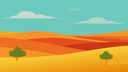 Vast Oklahoma Tallgrass Prairie Vector Illustration American Landscape Design