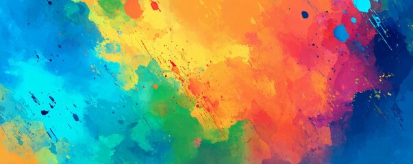 Colorful Abstract Painting Background with Splatter Effect.