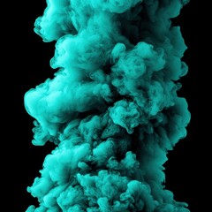 Vivid Turquoise Smoke Flowing Elegantly Against Black Background
