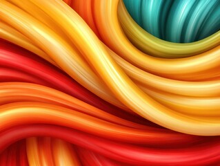 Colorful Abstract Swirls of Red, Yellow, Green and Blue Tones
