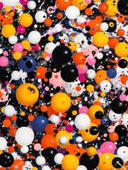 Colorful Abstract Circles on Black Background Featuring Various Sizes