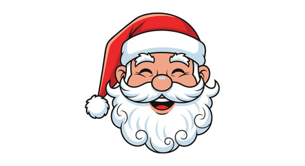 Smiling Santa Claus Head Cartoon Illustration with Red Hat and White Beard.