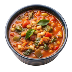 Hearty Minestrone Soup with Vegetables and Beans in a Ceramic Bowl Perfect for a Comforting and Nutritious Meal